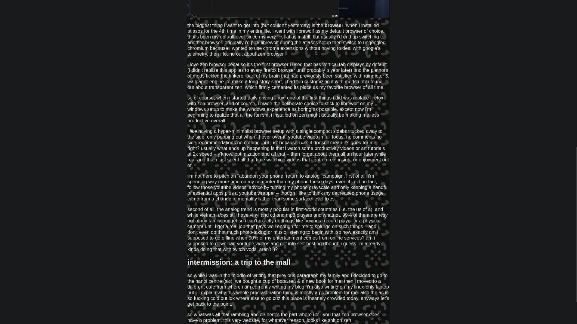 screenshot of my website on zen browser