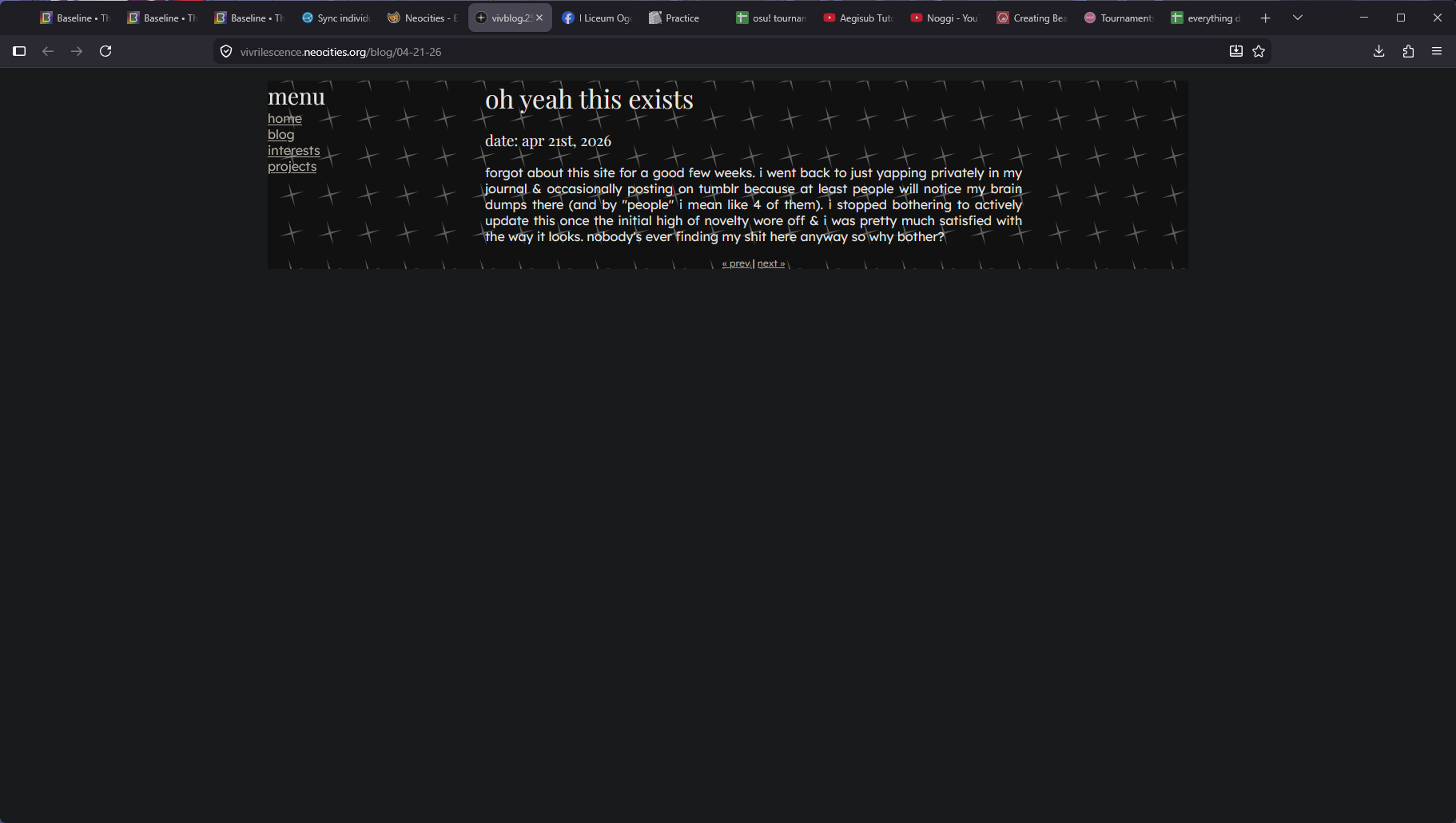 librewolf window capture of my website